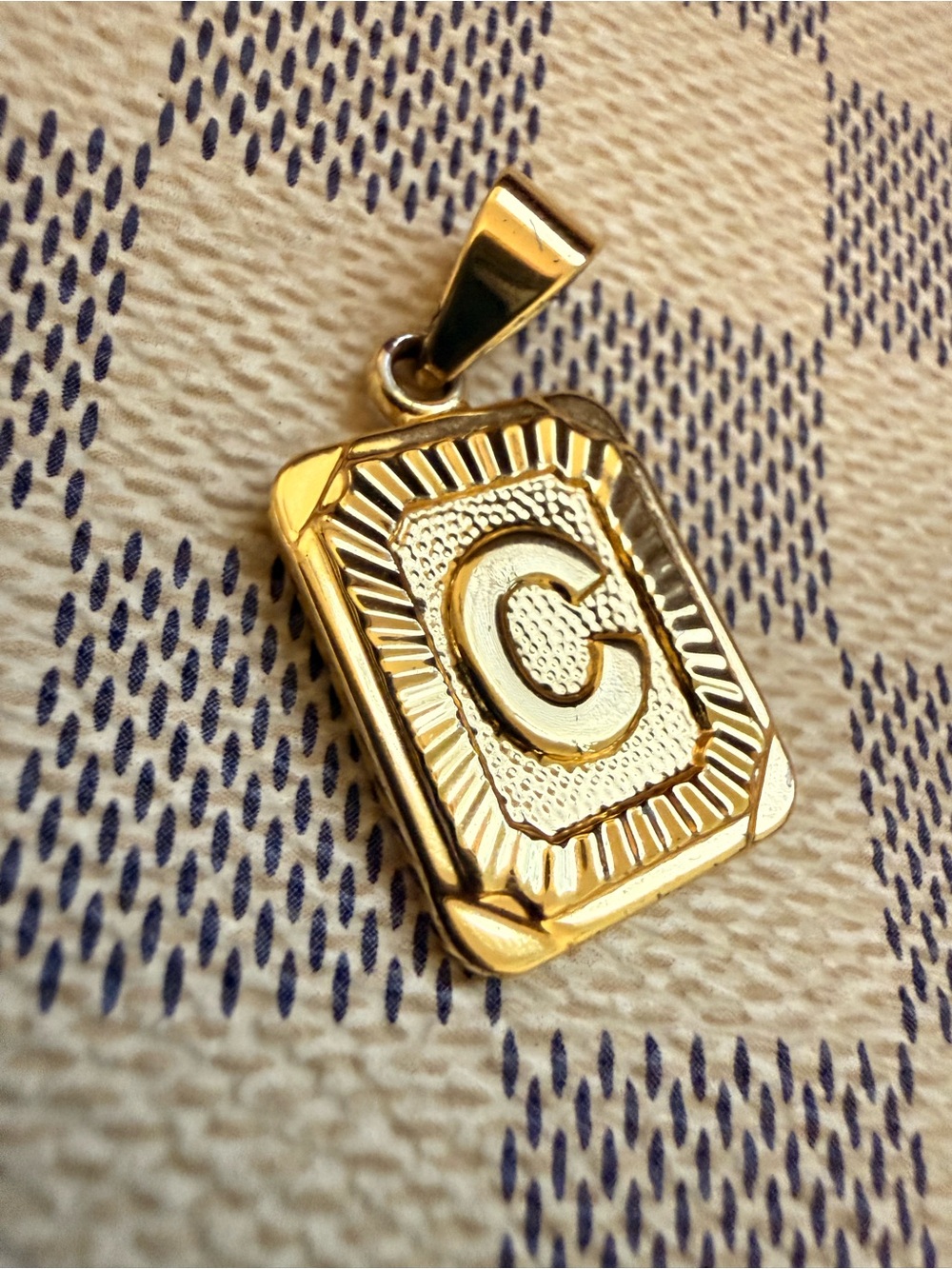 Gold Initial 'C' Rectangle Pendant